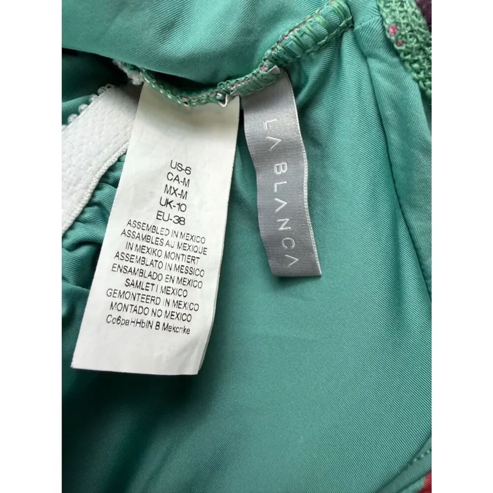 La Blanca Garden Social Ruffle Women's Swimsuit size medium 6